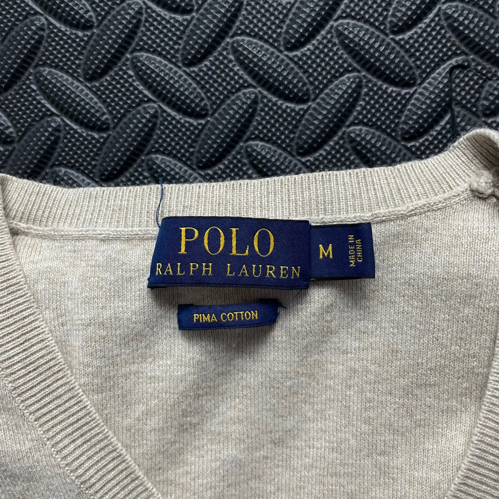 Ralph Lauren Cream V-Neck Jumper | Men’s Classic Fit M / 3742