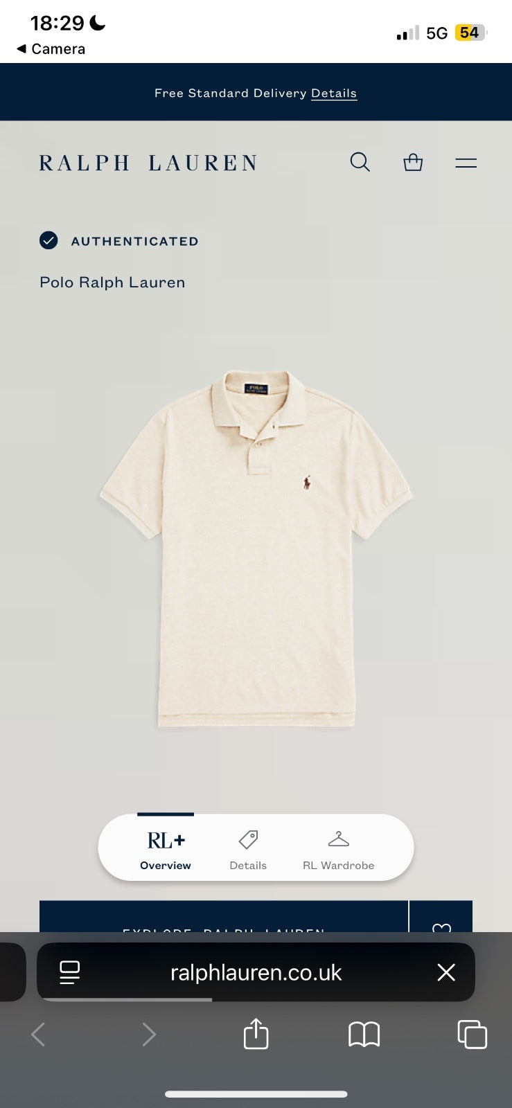 Ralph Lauren Beige Polo Shirt | Men’s Custom Slim Fit L / 3663