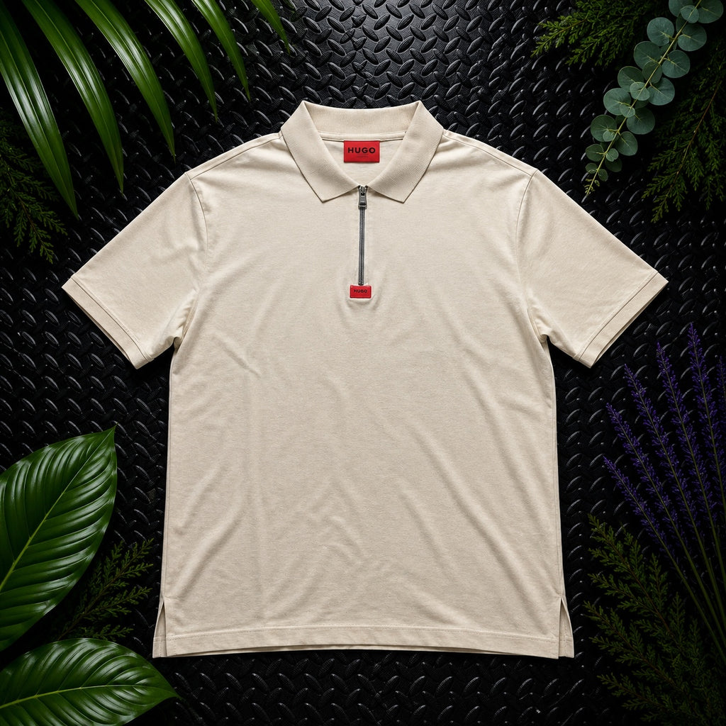 Hugo Boss Cream 1/4 Zip Polo Shirt | Men’s Regular Fit S / 2924