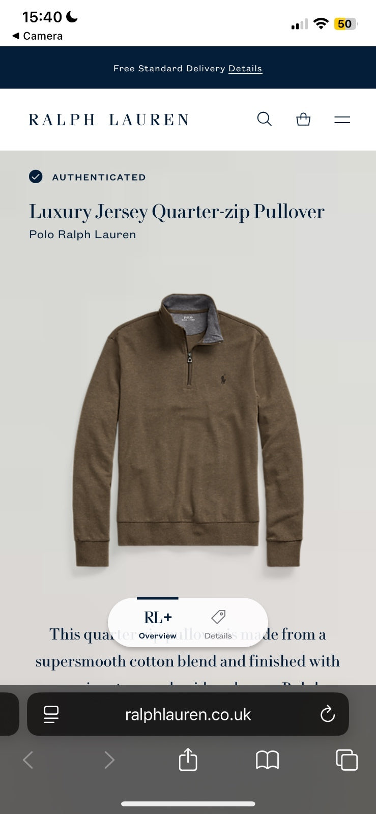 Ralph Lauren Brown 1/4 Zip Jumper | Mens Classic Fit XS / 3739