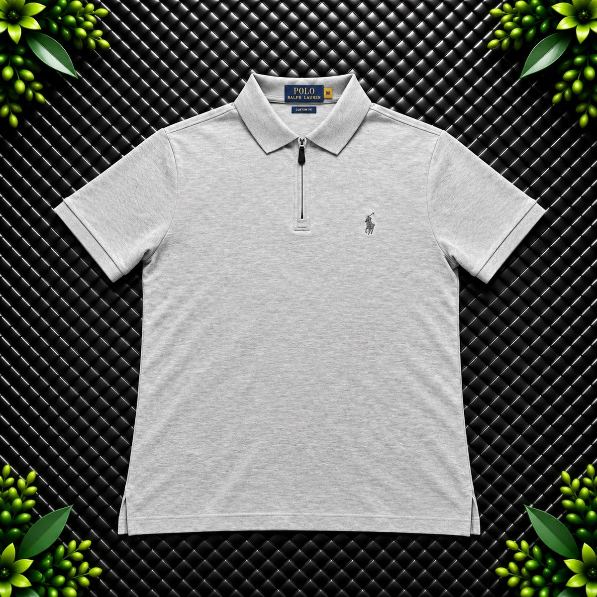Ralph Lauren Grey 1/4 Zip Polo Shirt | Men’s Custom Slim Fit S / 3664