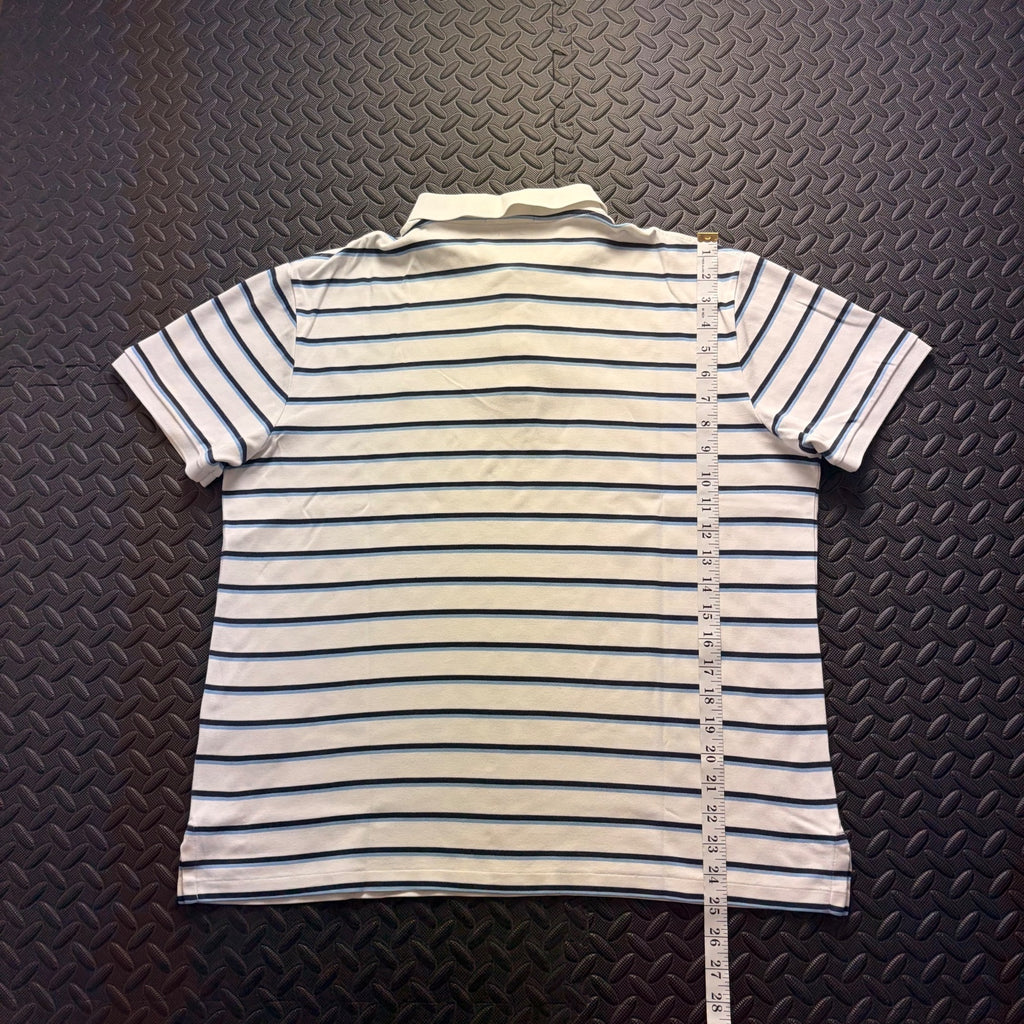 Ralph Lauren White Striped Polo Shirt | Men’s Slim Fit XL / 3813