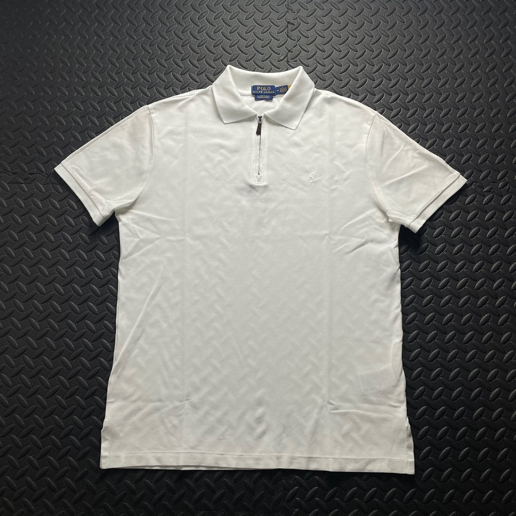 Ralph Lauren White 1/4 Zip Polo Shirt | Men’s Custom Slim Fit M / 3610