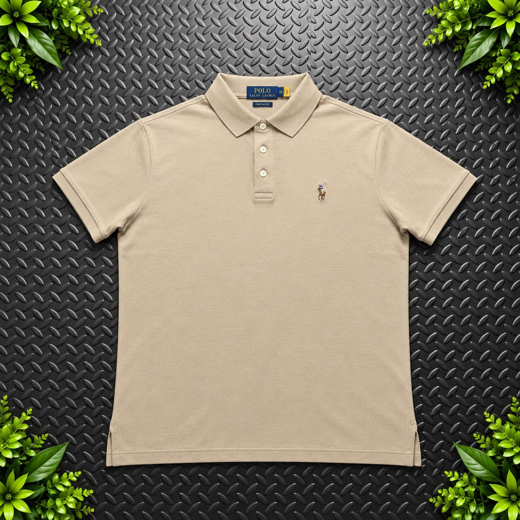 Ralph Lauren Beige Polo Shirt | Men’s Custom Slim Fit M / 3632