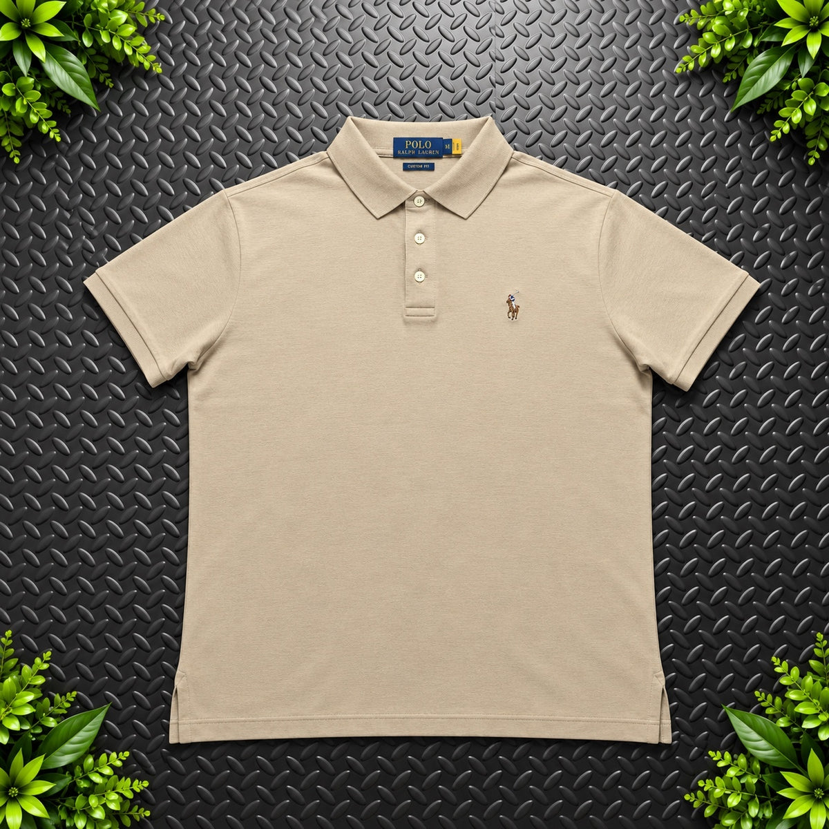 Ralph Lauren Beige Polo Shirt | Men’s Custom Slim Fit M / 3632