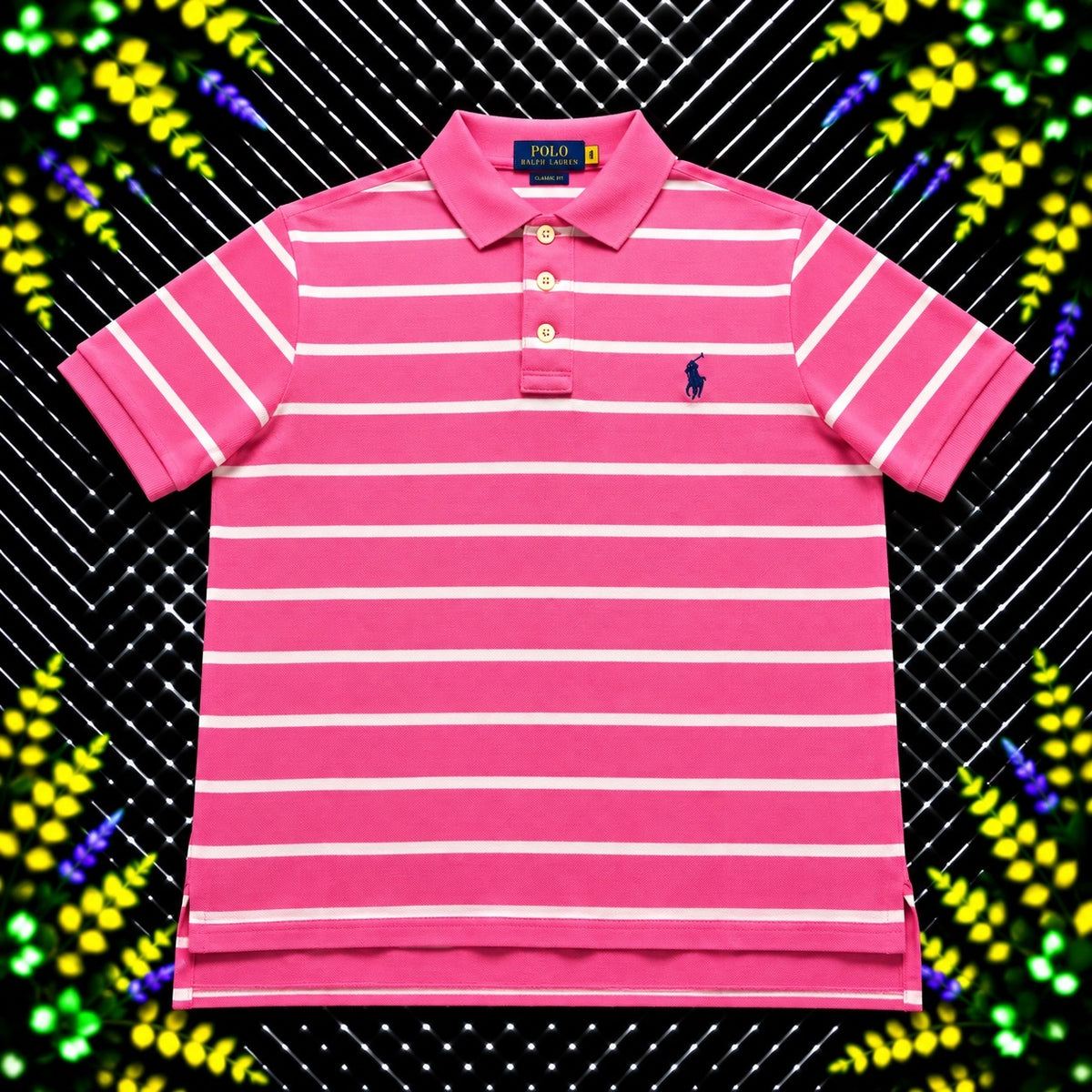 Ralph Lauren Pink Striped Polo Shirt | Men’s Classic Fit M / 3807