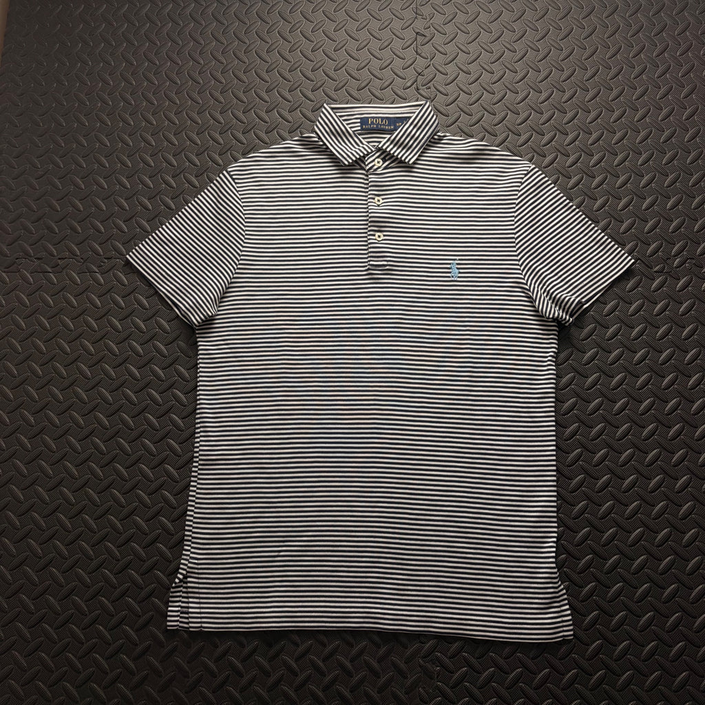 Ralph Lauren Navy Striped Polo Shirt | Men’s Classic Fit S / 3802