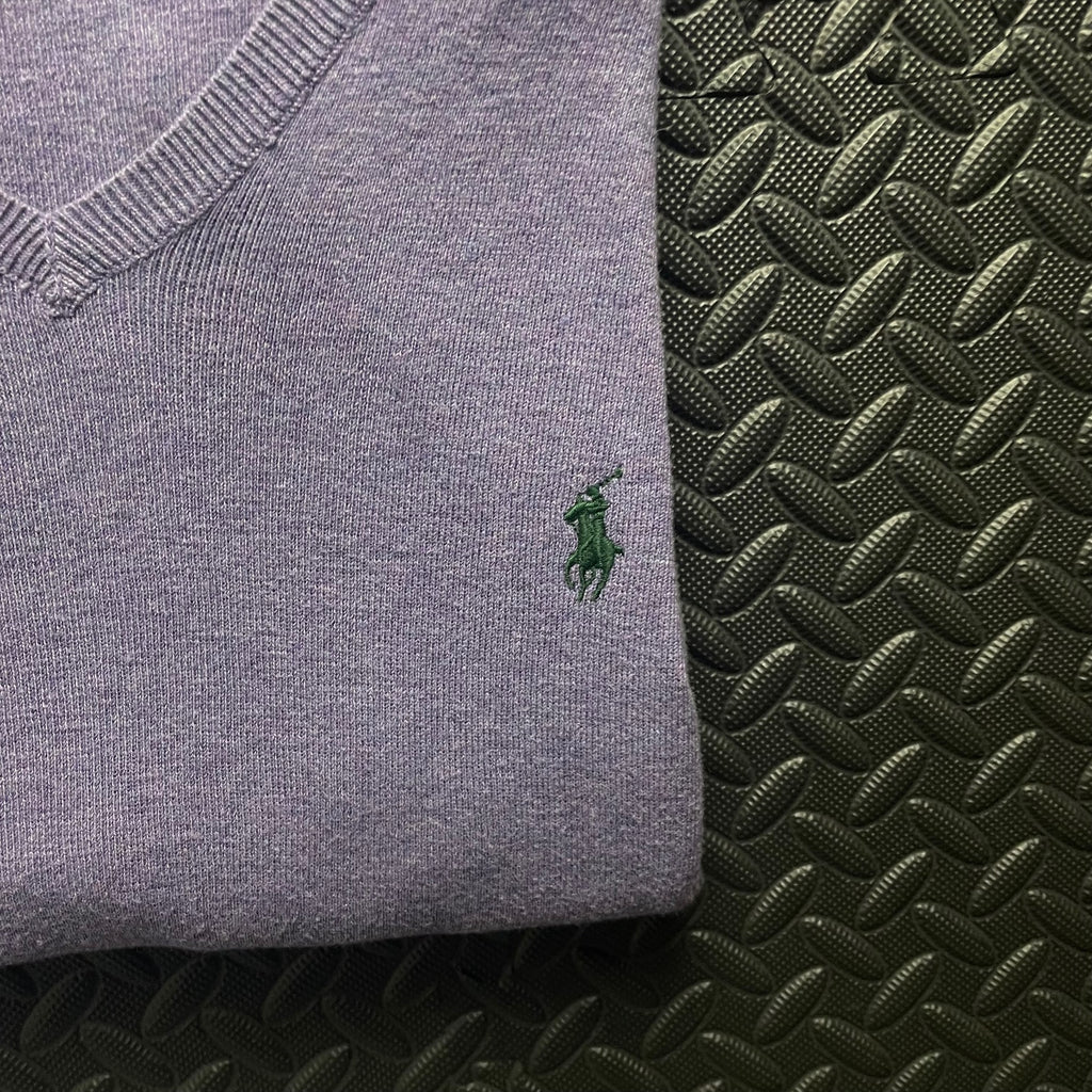 Ralph Lauren Purple V-Neck Jumper | Men’s Classic Fit M / 3785