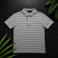 Ralph Lauren Grey Striped Polo Shirt | Men’s Slim Fit M / 3430