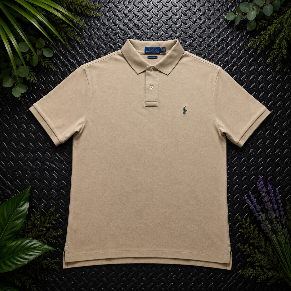 Ralph Lauren Beige Polo Shirt | Men’s Custom Slim Fit L / 3465