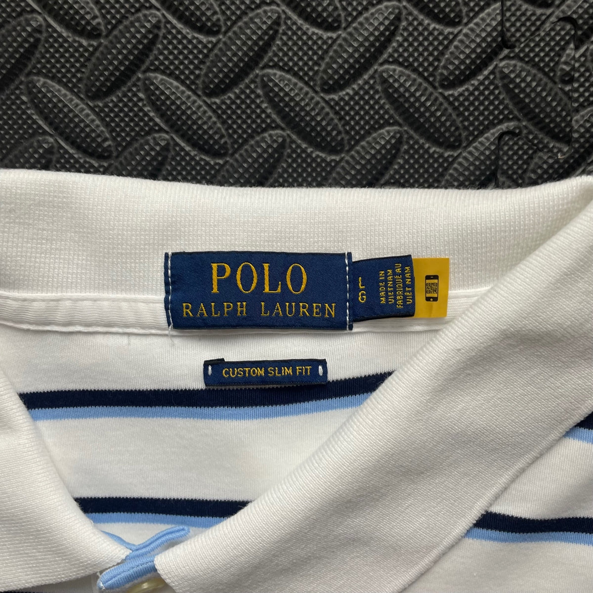 Ralph Lauren White Striped Polo Shirt | Men’s Custom Slim Fit L / 3759