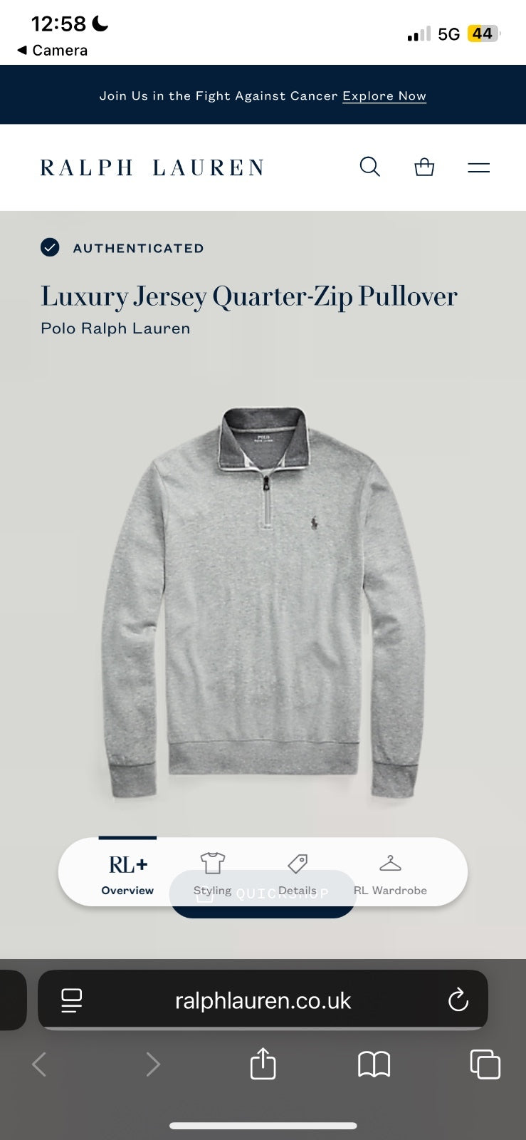 Ralph Lauren Grey 1/4 Zip Jumper | Mens Classic Fit XL / 3787