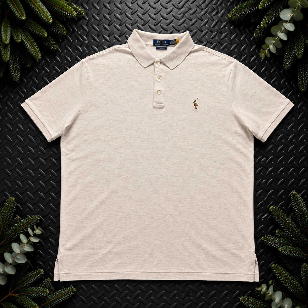 Ralph Lauren Cream Polo Shirt | Men’s Classic Fit L / 3857