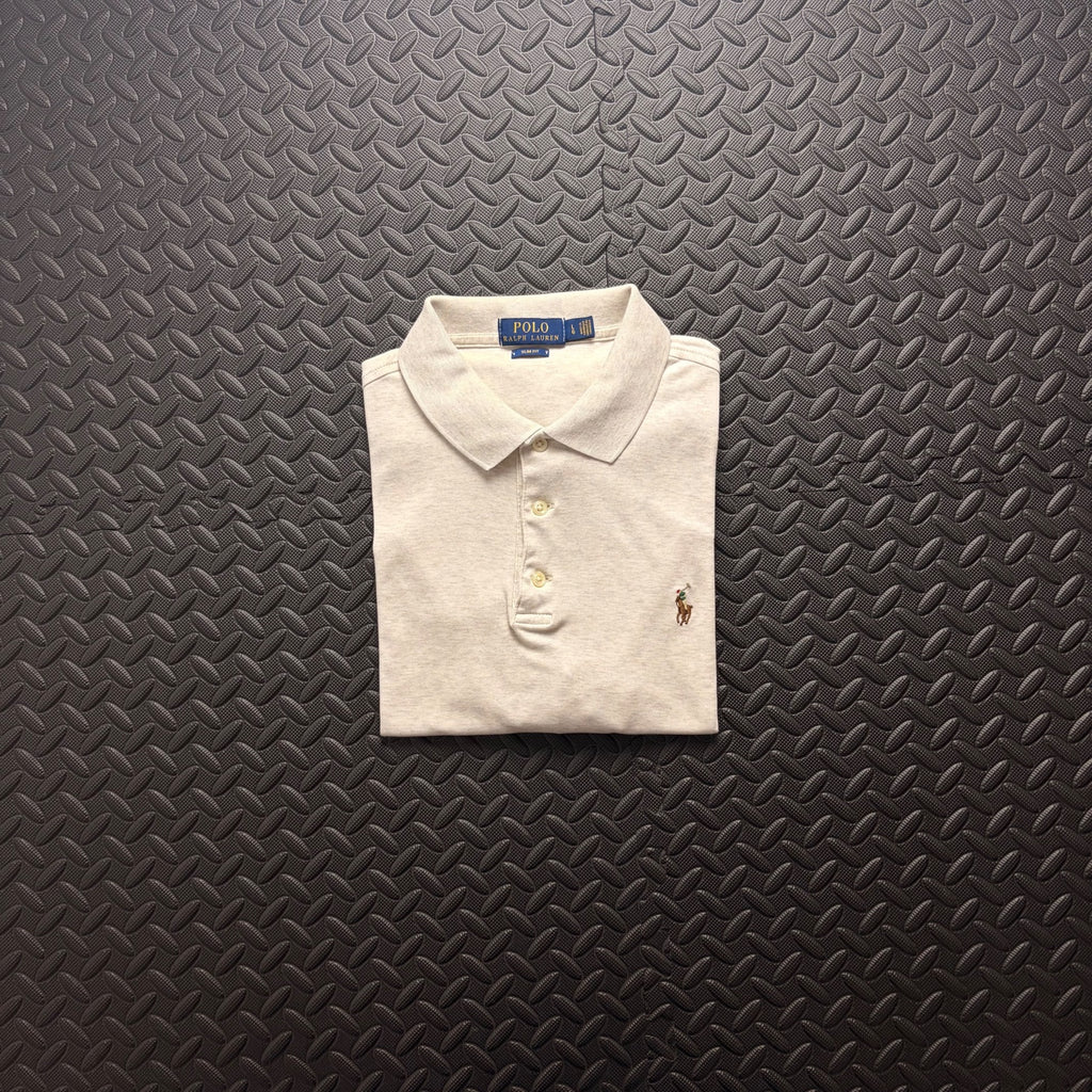 Ralph Lauren Cream Polo Shirt | Men’s Slim Fit L / 3872