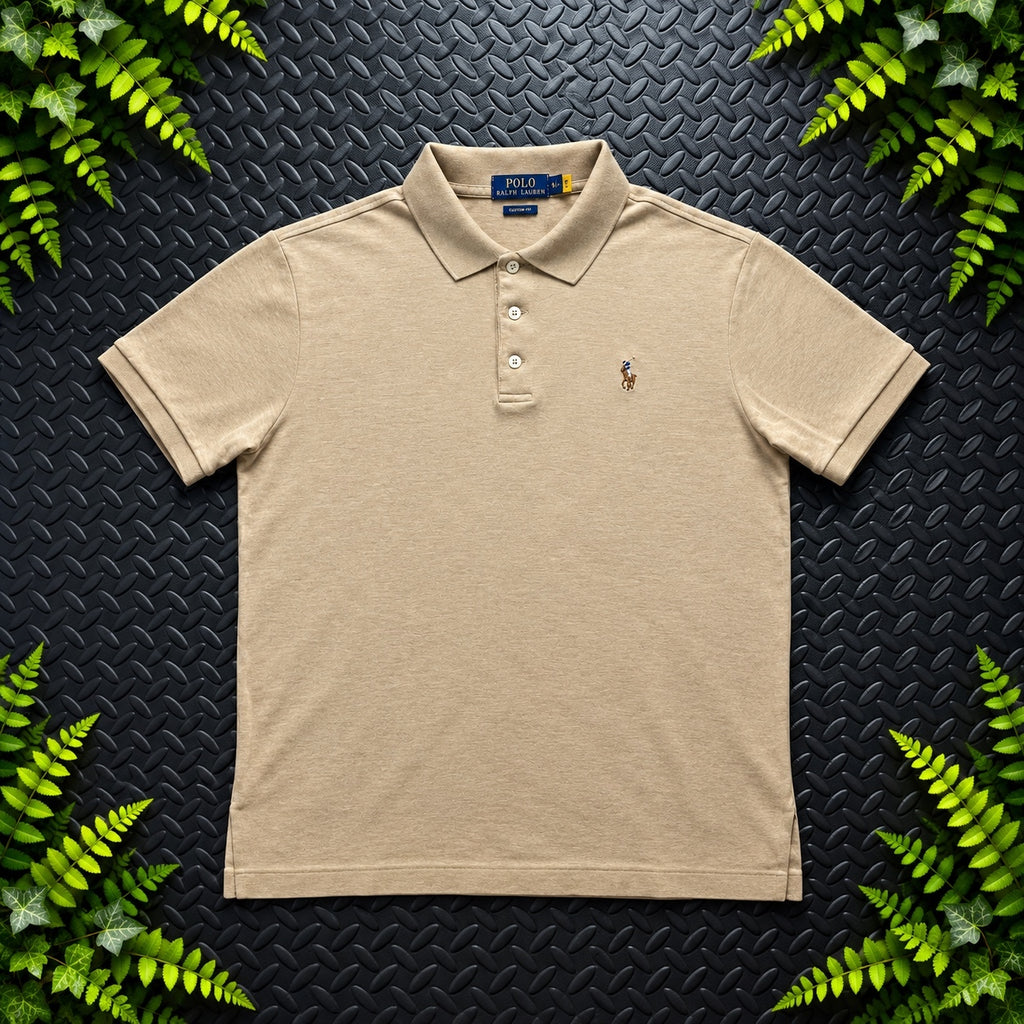 Ralph Lauren Beige Polo Shirt | Men’s Slim Fit M / 3800