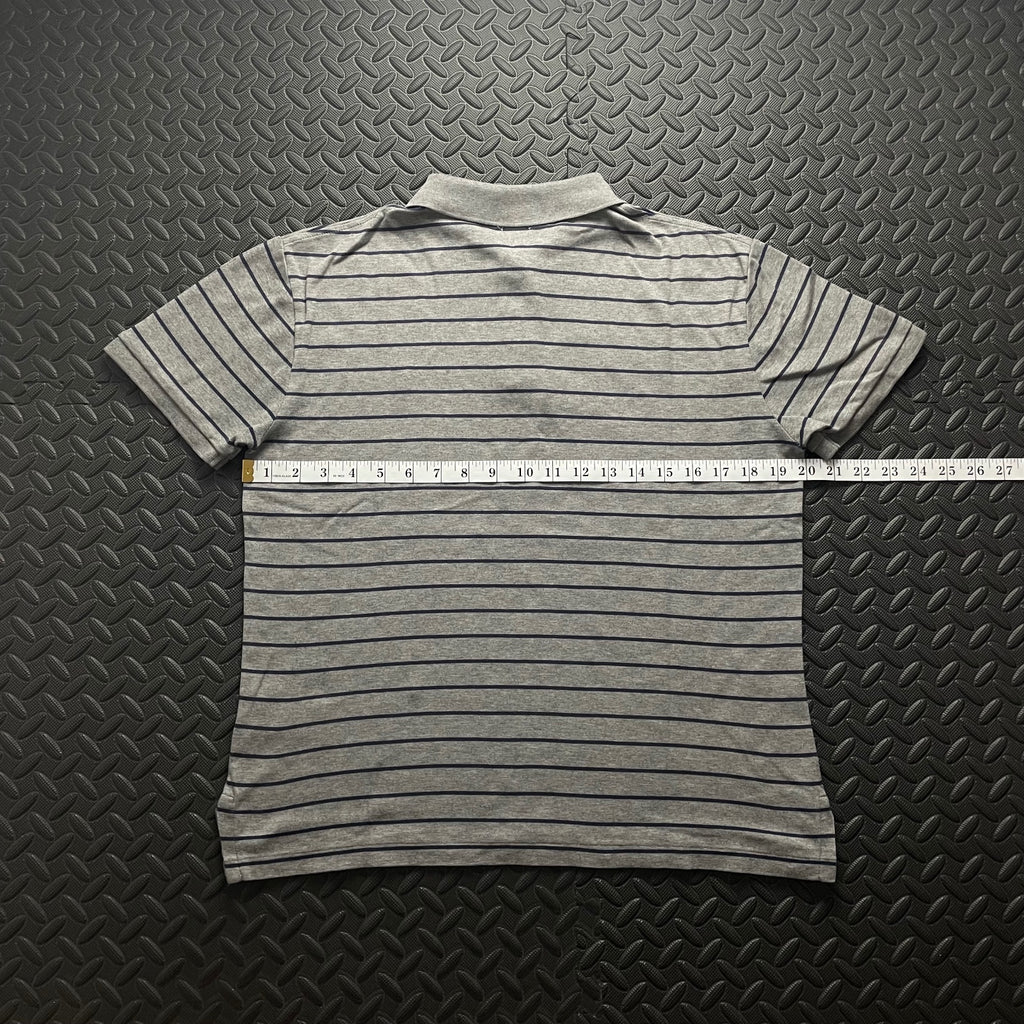 Ralph Lauren Grey Striped Polo Shirt | Men’s Slim Fit M / 3430