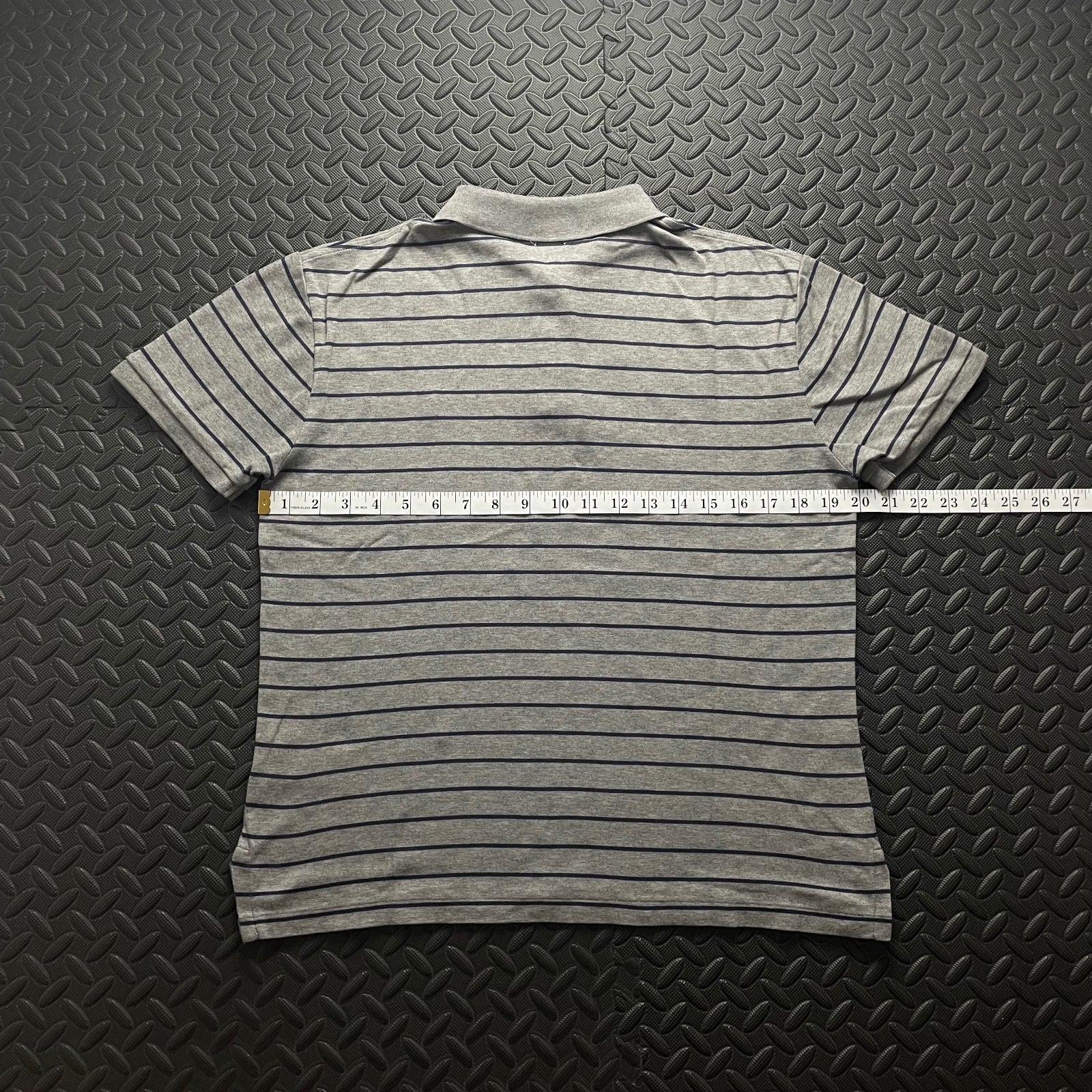 Ralph Lauren Grey Striped Polo Shirt | Men’s Slim Fit M / 3430