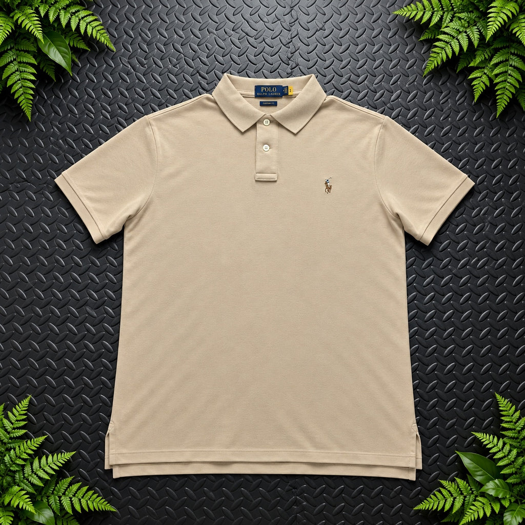 Ralph Lauren Beige Polo Shirt | Men’s Slim Fit M / 3654