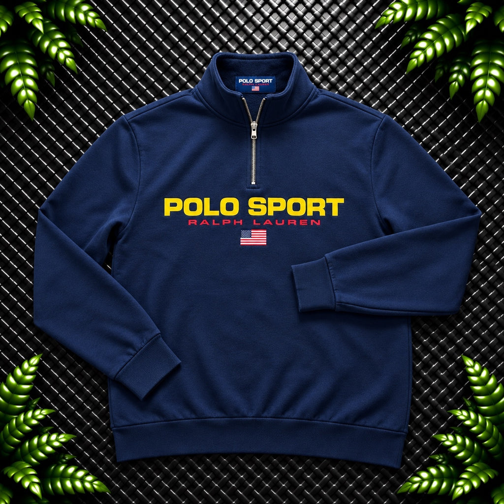 Ralph Lauren Navy 1/4 Zip Sweatshirt | Men’s Classic Fit L / 3728