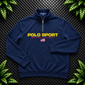 Ralph Lauren Navy 1/4 Zip Sweatshirt | Men’s Classic Fit L / 3728