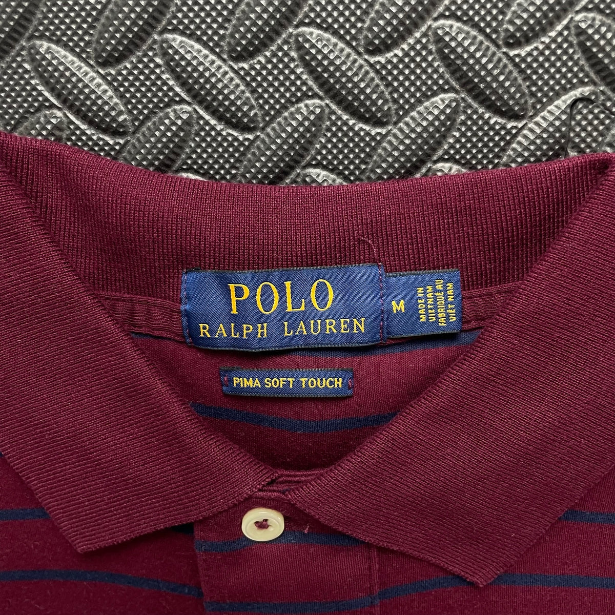 Ralph Lauren Burgundy Striped Polo Shirt | Men’s Custom Slim Fit M / 3716