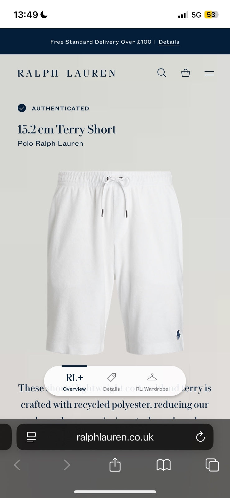 Ralph Lauren White Shorts | Mens M | Fuzzy Terry Shorts