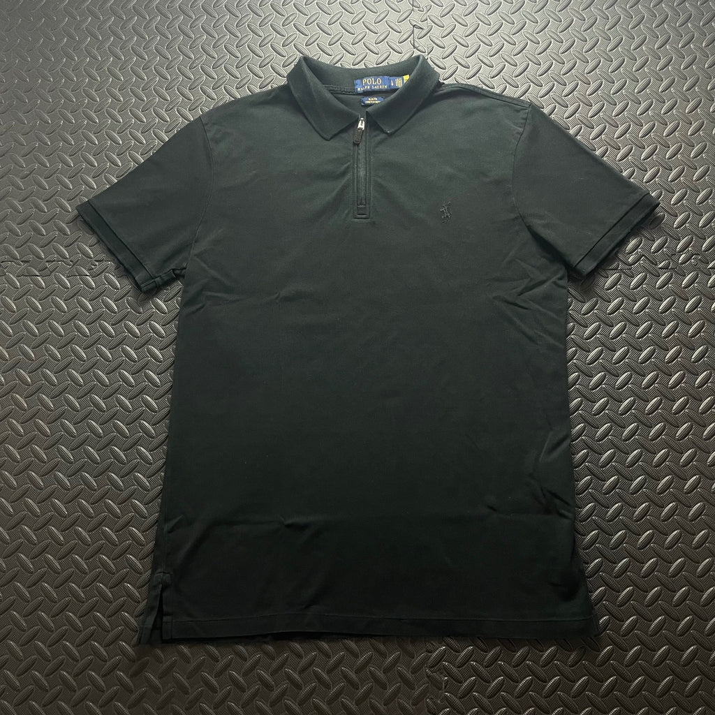 Ralph Lauren Black 1/4 Zip Polo Shirt | Men’s Slim Fit L / 3751