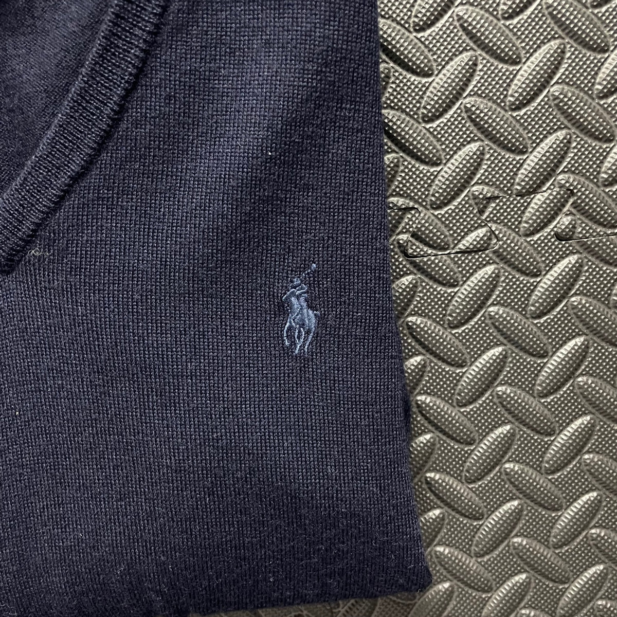Ralph Lauren Navy V-Neck Jumper | Men’s Classic Fit S | 3769