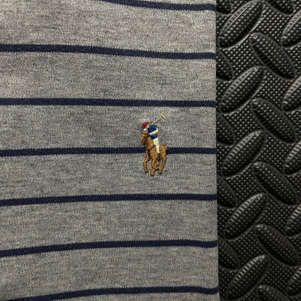 Ralph Lauren Grey Striped Polo Shirt | Men’s Slim Fit M / 3430