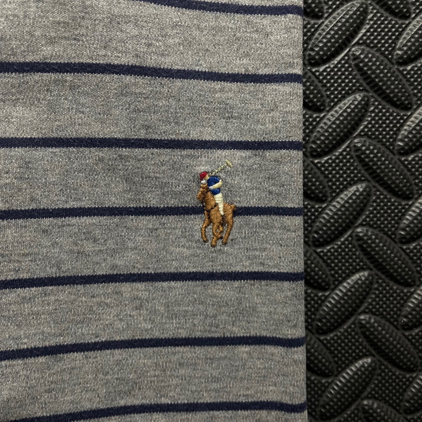 Ralph Lauren Grey Striped Polo Shirt | Men’s Slim Fit M / 3430