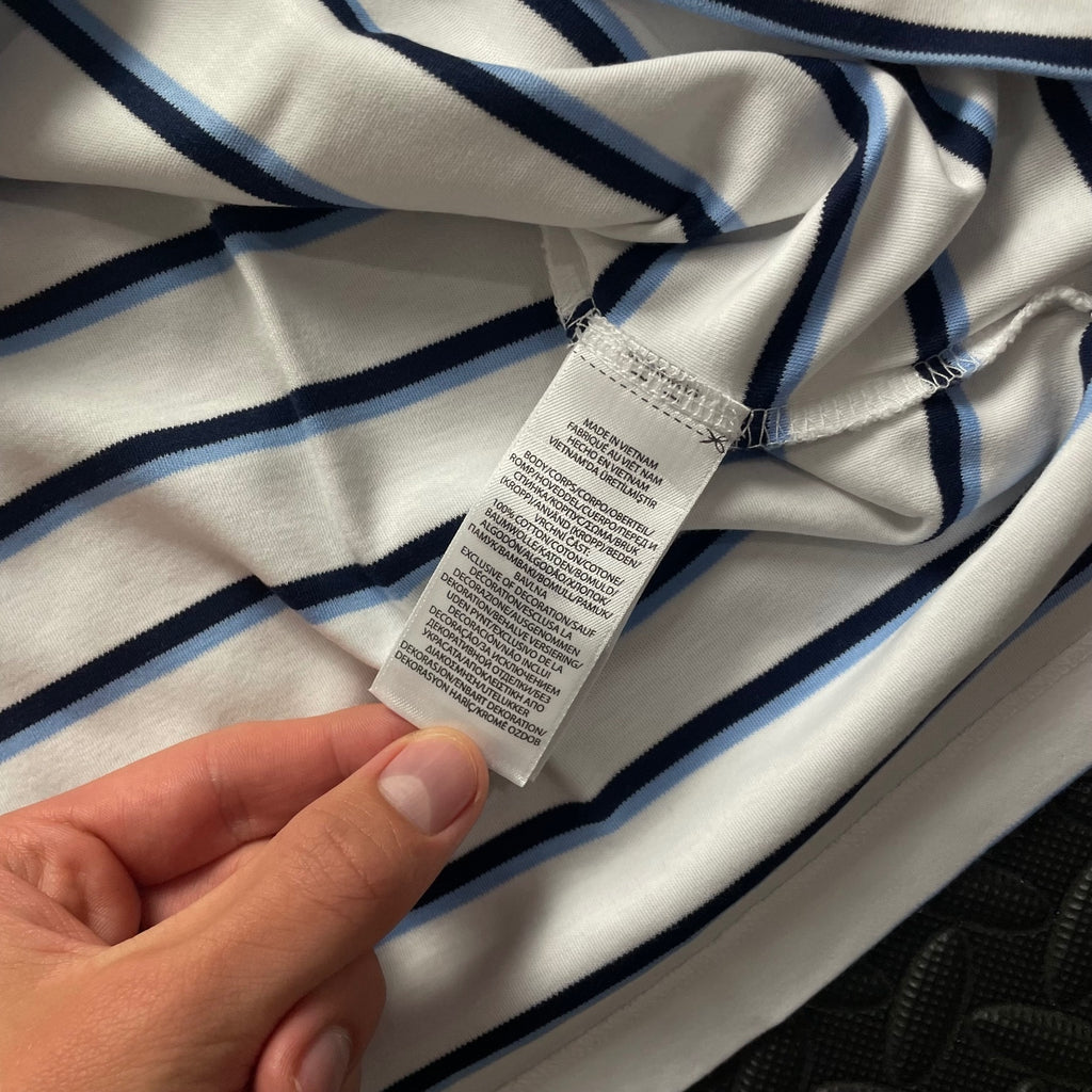 Ralph Lauren White Striped Polo Shirt | Men’s Custom Slim Fit L / 3759