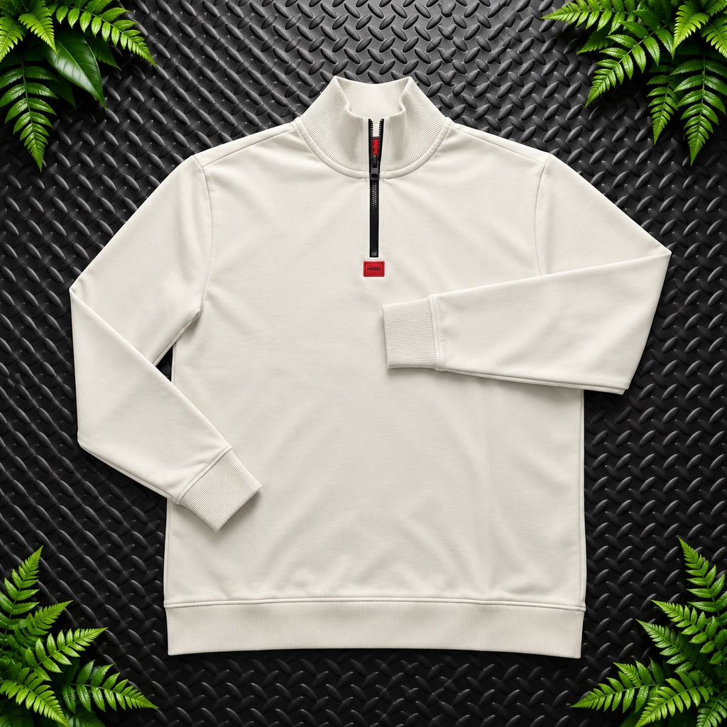 Hugo Boss Cream 1/4 Zip Sweatshirt | Mens Classic Fit S / 3692