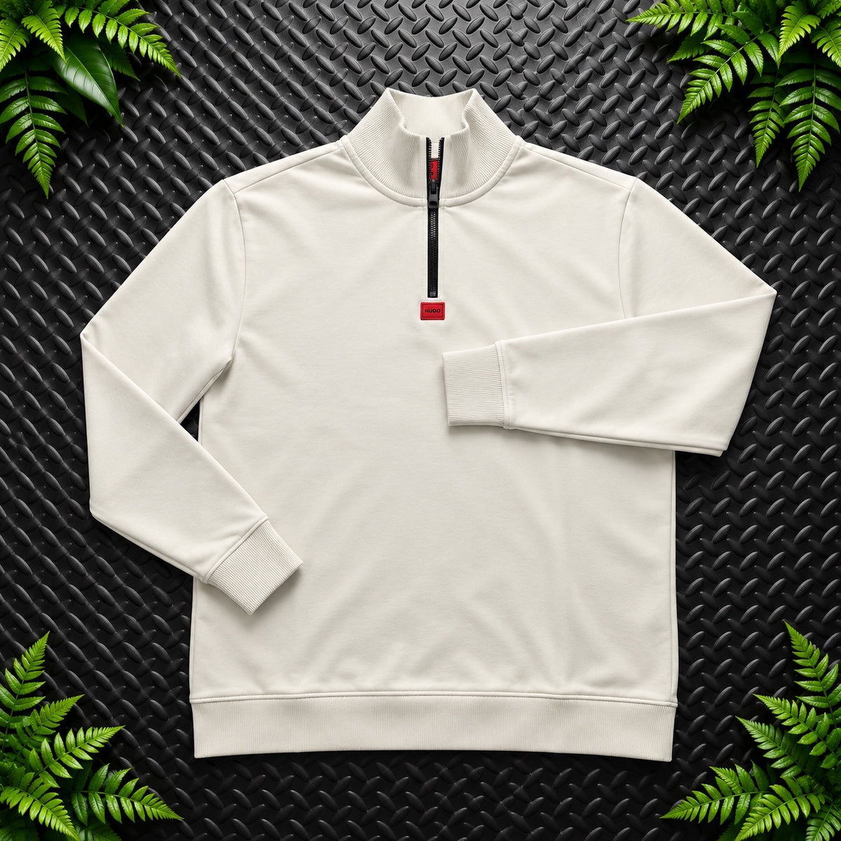 Hugo Boss Cream 1/4 Zip Sweatshirt | Mens Classic Fit S / 3692