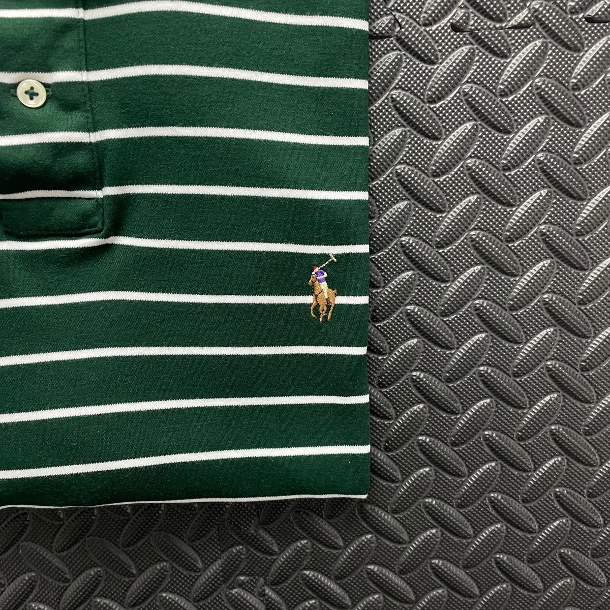 Ralph Lauren Green Striped Polo Shirt | Men’s Custom Slim Fit XL / 3704