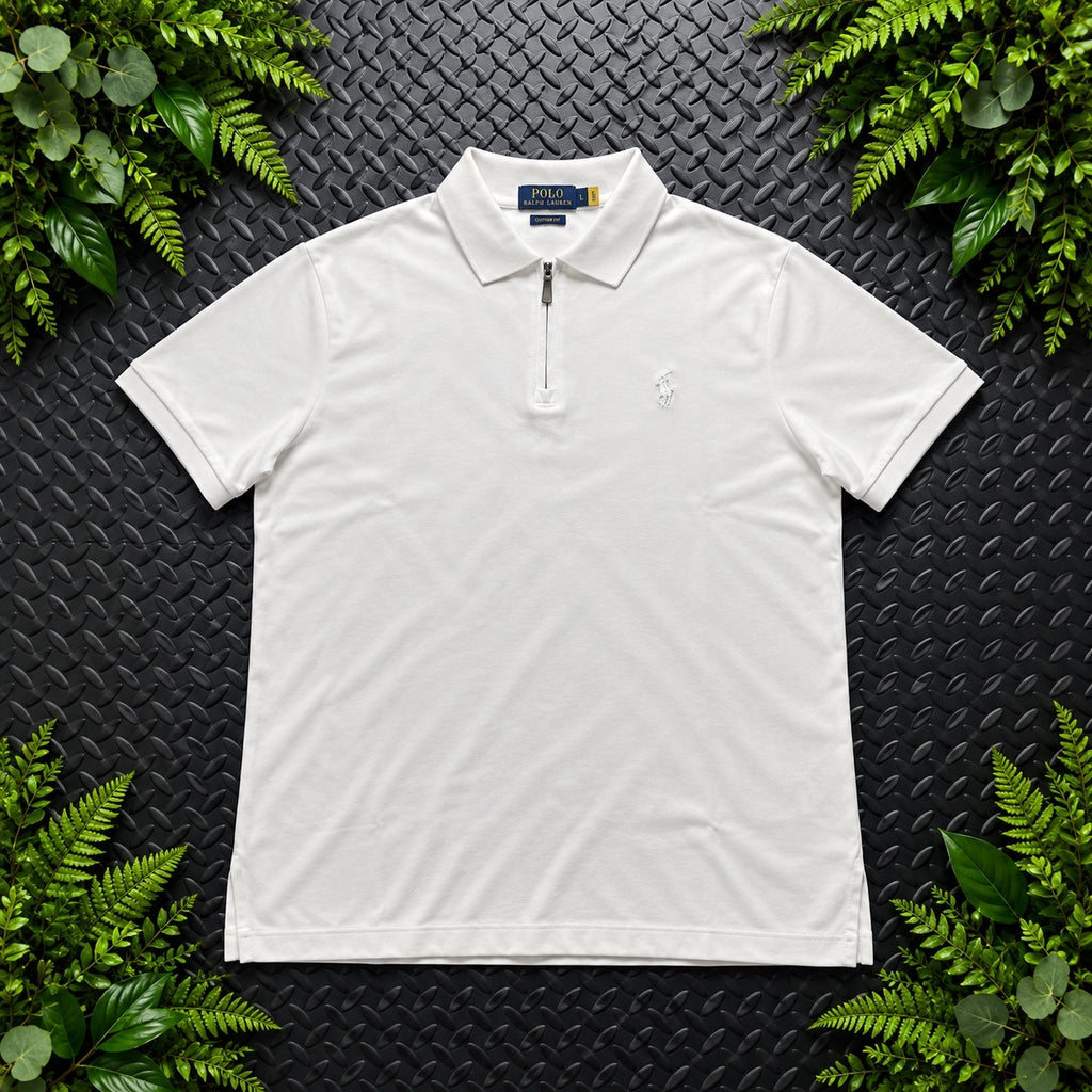 Ralph Lauren White 1/4 Zip Polo Shirt | Men’s Custom Slim Fit M / 3610