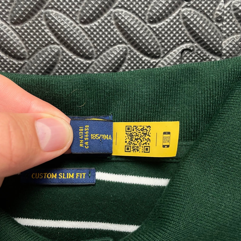 Ralph Lauren Green Striped Polo Shirt | Men’s Custom Slim Fit XL / 3704