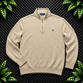 Ralph Lauren Beige 1/4 Zip Jumper | Men’s Classic Fit M / 3727