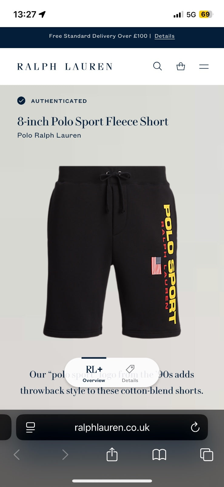 Ralph Lauren Black Shorts | Men’s S | Polo Sport / 3371