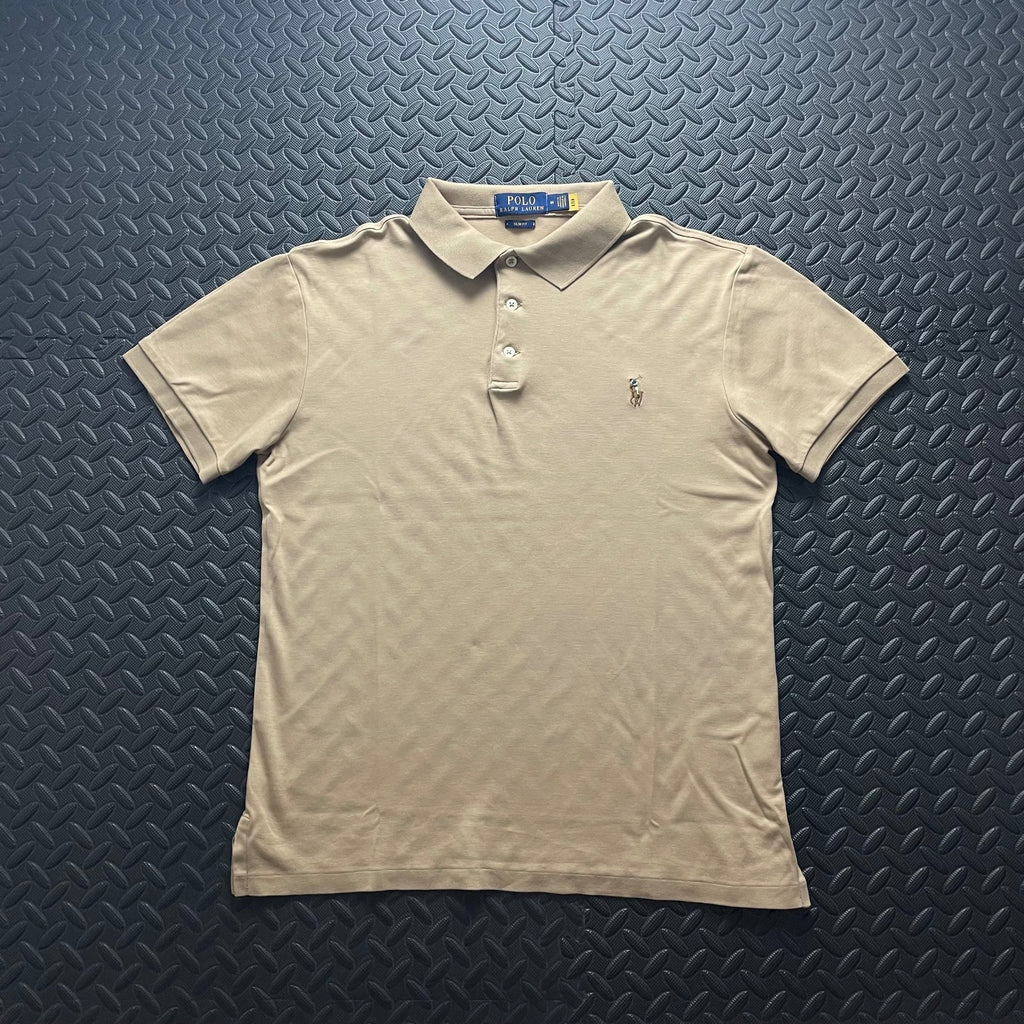 Ralph Lauren Beige Polo Shirt | Men’s Slim Fit M / 3654