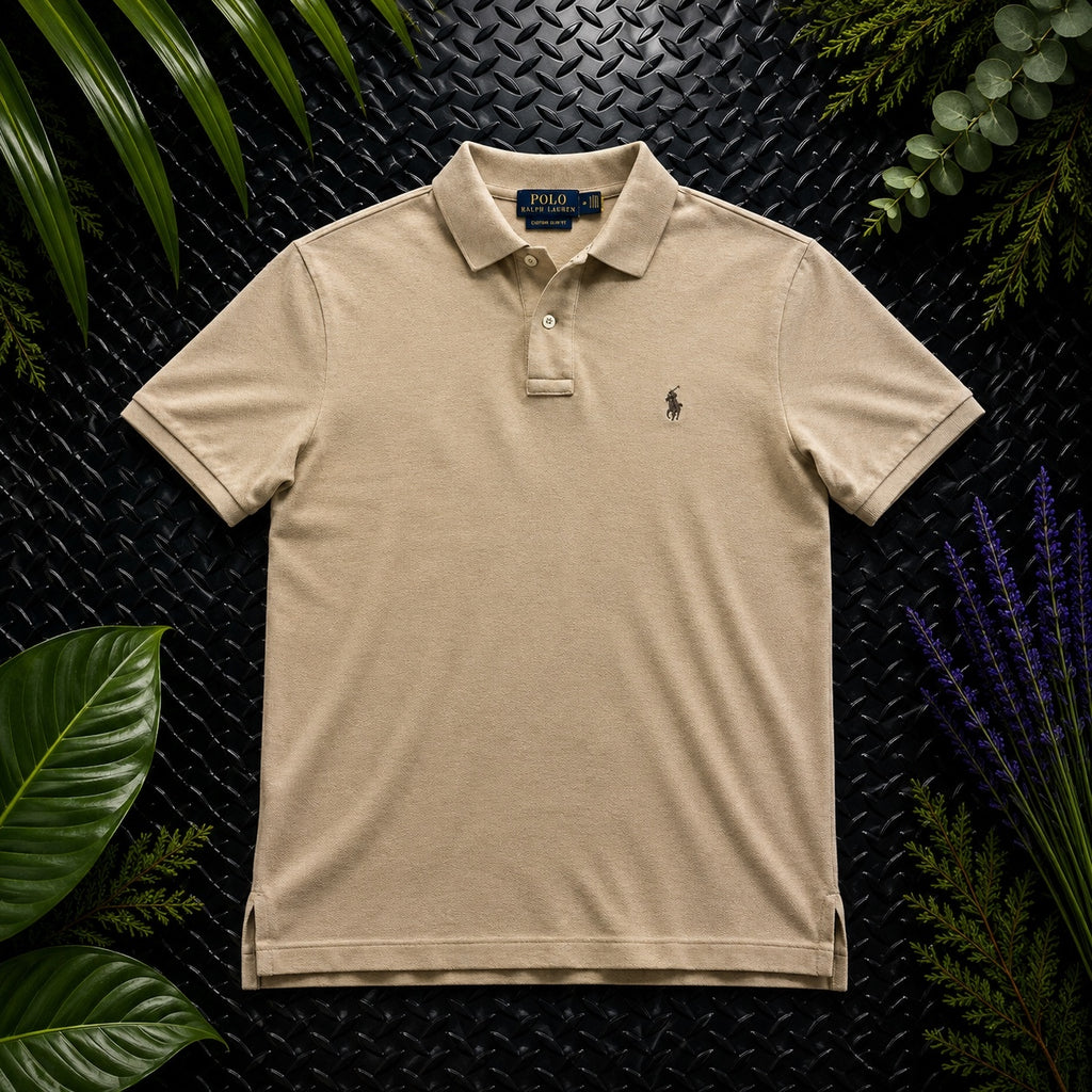 Ralph Lauren Beige Polo Shirt | Men’s Custom Slim Fit M / 2947