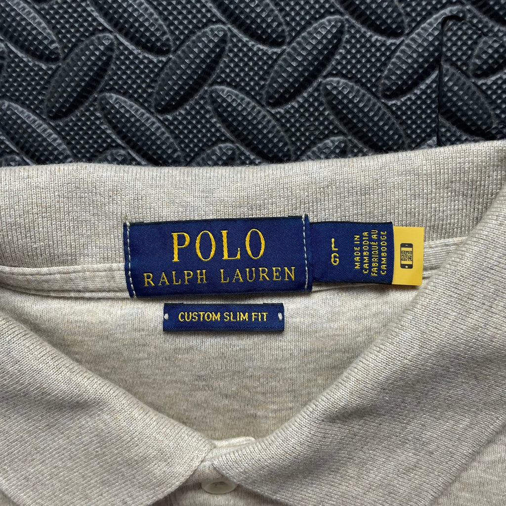 Ralph Lauren Beige Polo Shirt | Men’s Custom Slim Fit L / 3669