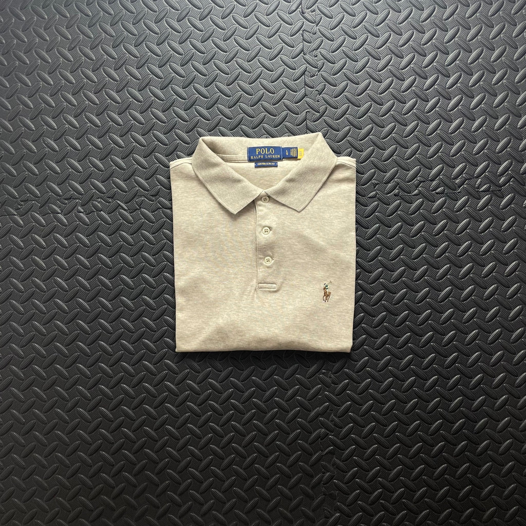 Ralph Lauren Beige Polo Shirt | Men’s Custom Slim Fit L / 3669