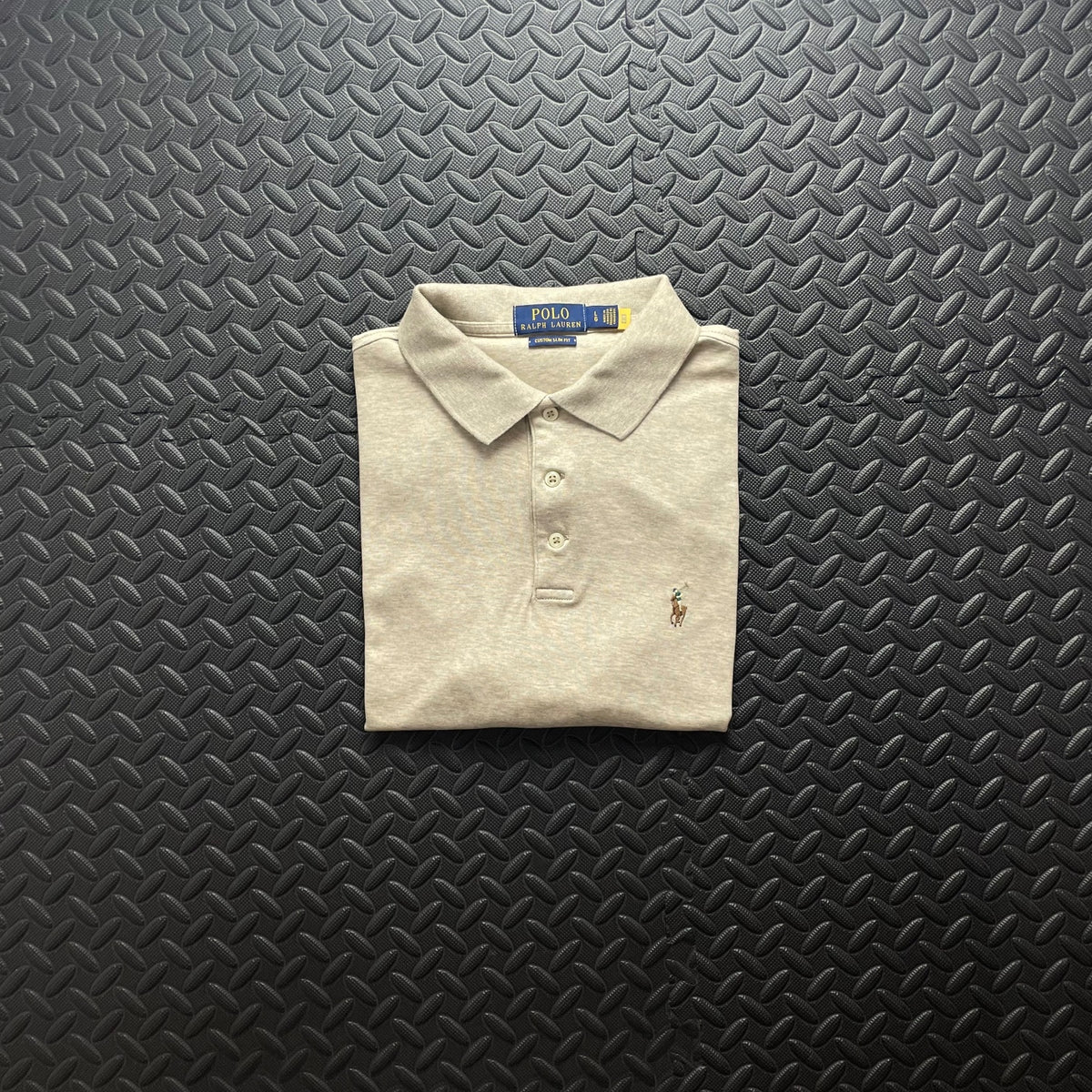 Ralph Lauren Beige Polo Shirt | Men’s Custom Slim Fit L / 3669