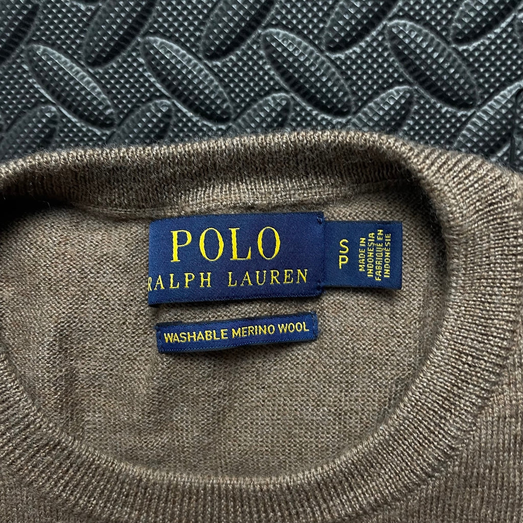 Ralph Lauren Brown Crewneck Jumper / Merino Wool | Mens Classic Fit S / 3678