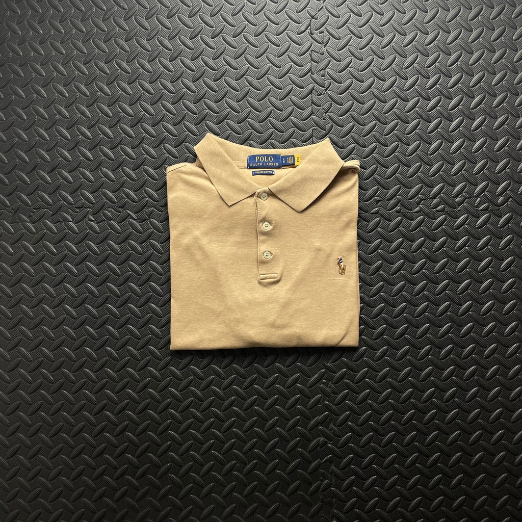 Ralph Lauren Beige Polo Shirt | Men’s Custom Slim Fit L / 3617