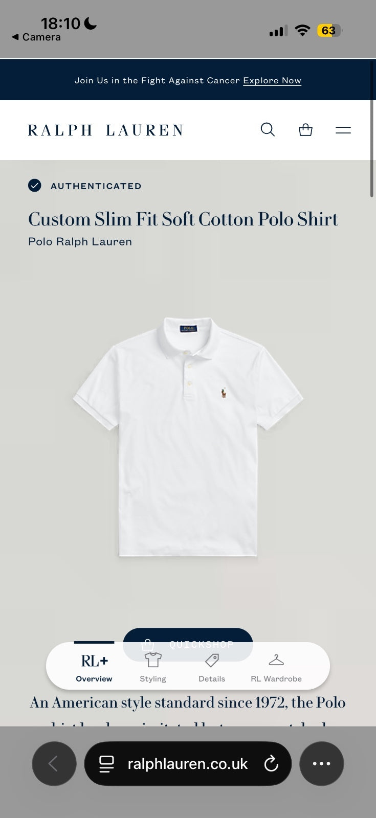Ralph Lauren White Polo Shirt | Men’s Custom Slim Fit XL / 3810