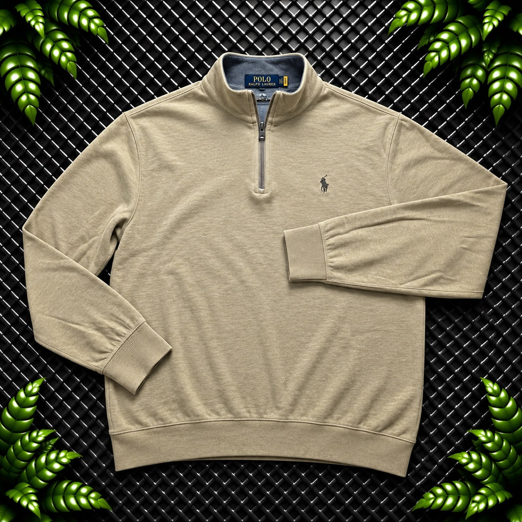 Ralph Lauren Beige 1/4 Zip Jumper | Men’s Classic Fit XL / 3730
