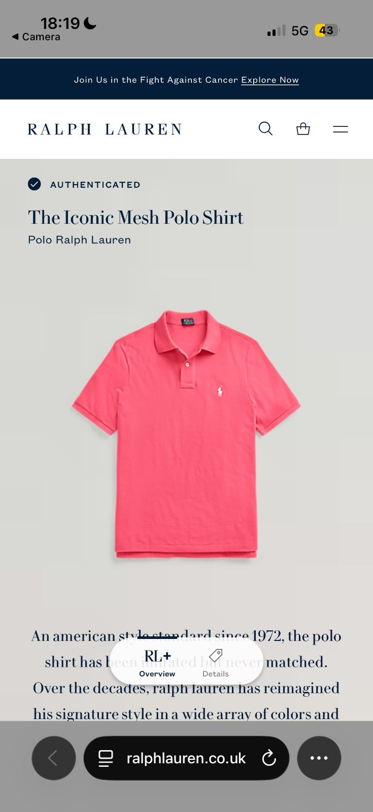 Ralph Lauren Pink Polo Shirt | Men’s Classic Fit XXL / 3866