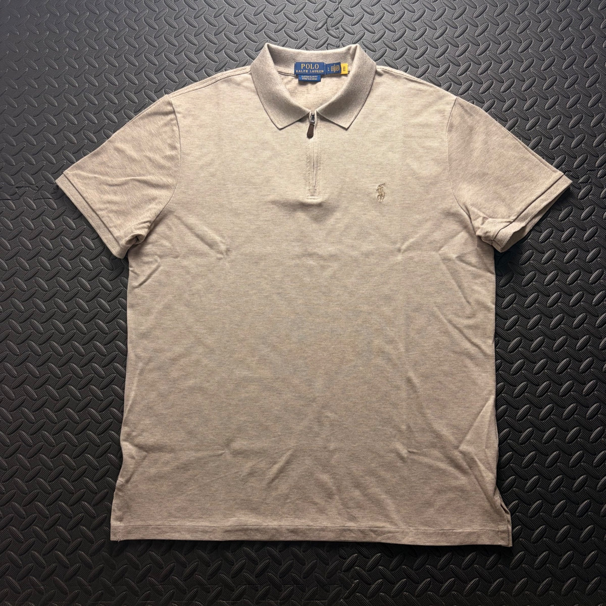 Ralph Lauren Beige 1/4 Zip Polo Shirt | Men’s Custom Slim Fit L / 3871