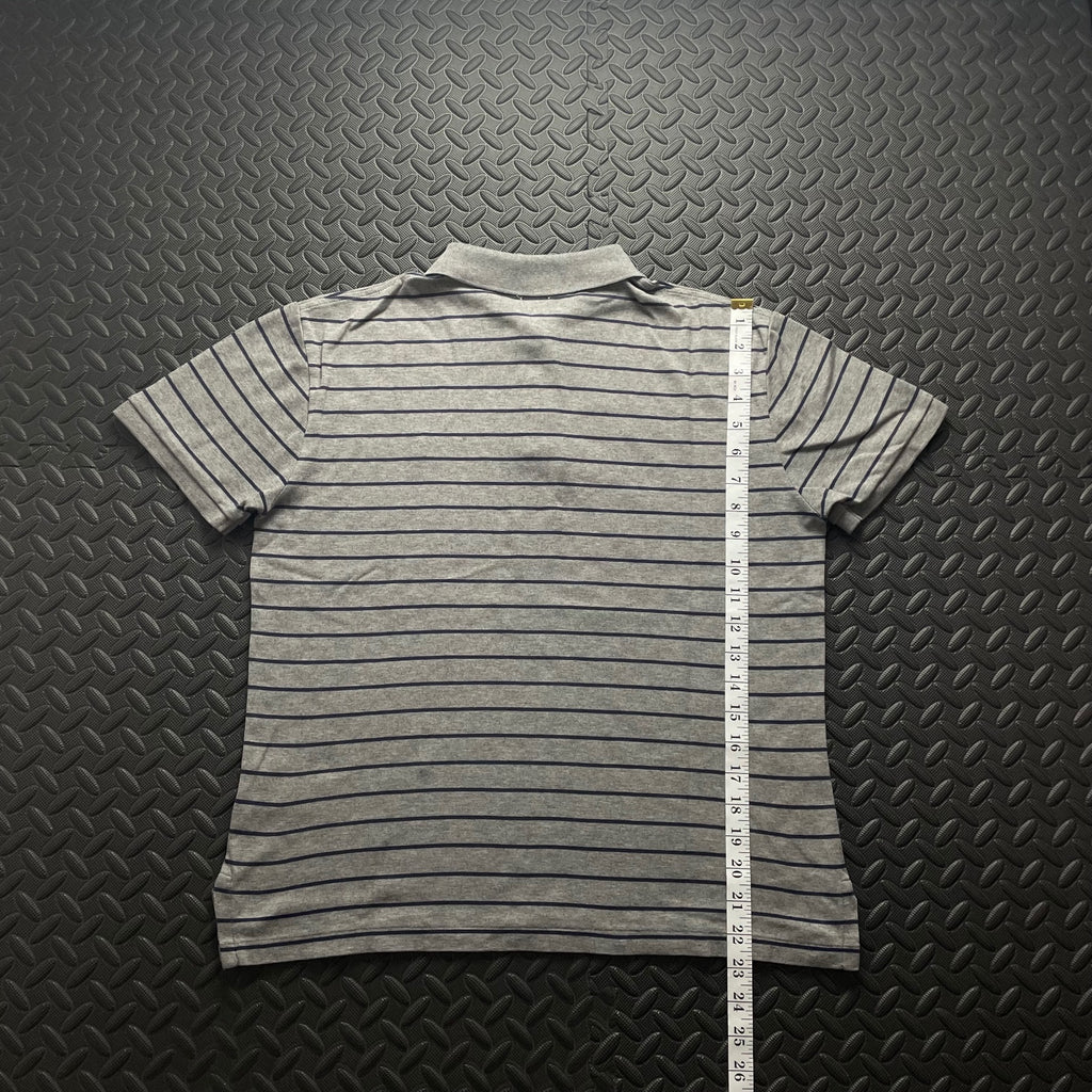 Ralph Lauren Grey Striped Polo Shirt | Men’s Slim Fit M / 3430